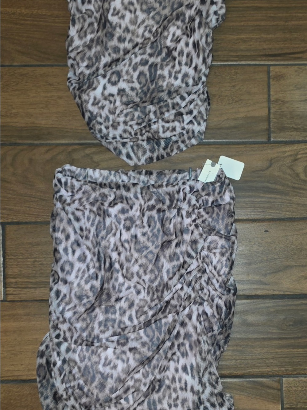 Leopard Print Ruched midi Skirt Set - Brown Animal Print